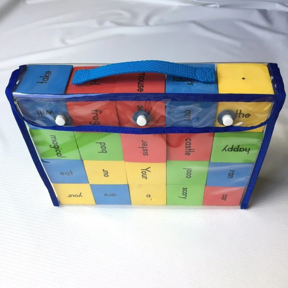 Foam Word Blocks Cubes Children's Language Learning Kids Education Carry Set